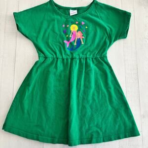 Hanna Andersson Mermaid Green Dress EUC Size 4 Summer Beach Vacation